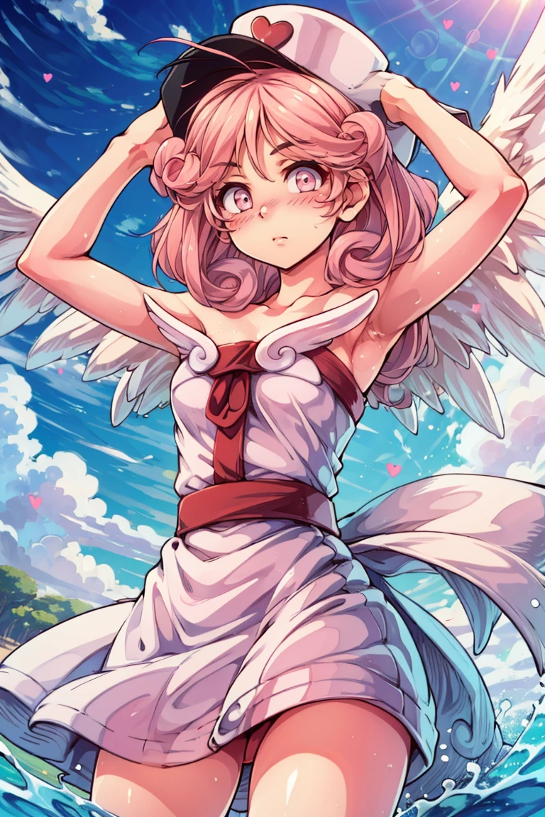 ((masterpiece,best quality)), absurdres,
white sundress, sun hat, flowing winds, sunny, outdoors,
<lora:Injection_Fairy_Lily:0.8>, pink eyes,
injection fairy lily, angel wings,
blush, duel monster, heart, heart-shaped pupils, komimiyako, long hair, looking at viewer, symbol-shaped pupils, yu-gi-oh!, yu-gi-oh! duel monsters, standing,