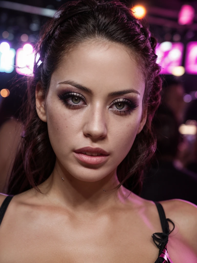 cinematic photo realistic, amazing photo of a pretty woman wearing soldier clothes, , <lora:quiron_Cassidey_v1_lora:0.77> CassideyQuiron, . 35mm photograph, film, bokeh, professional, 4k, highly detailed, ,realistic,intricate detailed, flash photography, realistic, amazing photo of a pretty woman wearing salaryman clothes, makeup, at blurred background crowded nightclub party background,