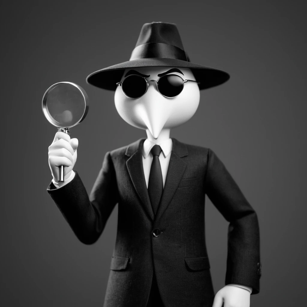 cinematic film still of <lora:spy vs spy style:1>
black vs white a cartoon of a man in a suit and hat holding a magnifying glass spy vs spy style,solo,1boy,hat,holding,monochrome,weapon,greyscale,male focus,holding weapon,gun,parody,formal,cat,sunglasses,suit,holding gun,handgun,fedora cartoon, anime, funny, shallow depth of field, vignette, highly detailed, high budget, bokeh, cinemascope, moody, epic, gorgeous, film grain, grainy