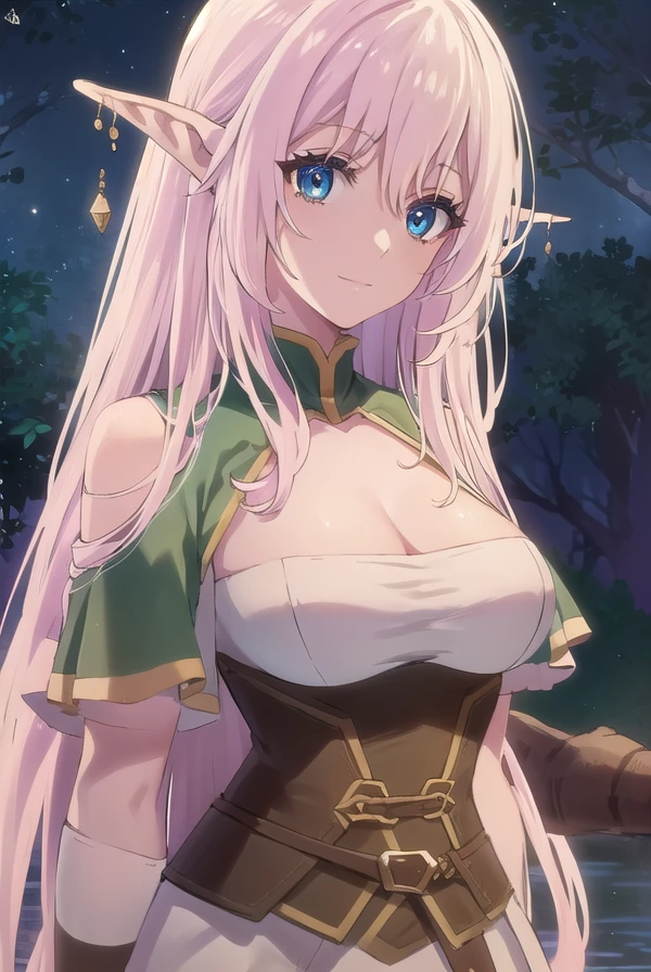 yarandrala, <lora:yarandrala s1-lora-nochekaiser:1>,
yarandrala, long hair, bangs, blue eyes, hair between eyes, very long hair, pink hair, pointy ears, elf, smile,
BREAK gloves, cleavage, jewelry, earrings, corset, dress, green dress, pelvic curtain,
BREAK outdoors,
BREAK looking at viewer, (cowboy shot:1.5),
BREAK <lyco:GoodHands-beta2:1>, (masterpiece:1.2), best quality, high resolution, unity 8k wallpaper, (illustration:0.8), (beautiful detailed eyes:1.6), extremely detailed face, perfect lighting, extremely detailed CG, (perfect hands, perfect anatomy),