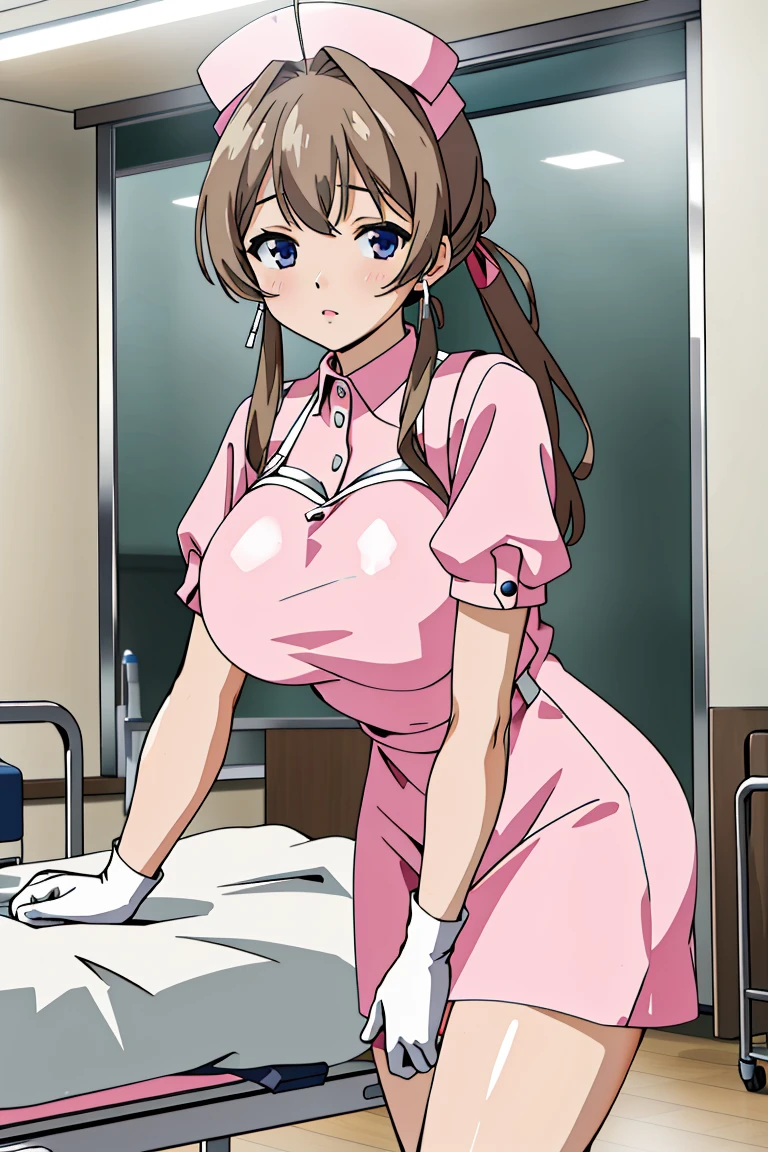 ((masterpiece, best quality,lower_body)), operating table,medical monitors,hospital bed,  <lora:Hitomi_Naruse_V1.2-000005:0.8> (hitomi naruse),  <lora:Latex Nurse Apron V2:0.7> (latex_nurse_v2, nurse, nurse cap, apron, gloves,shiny dress),