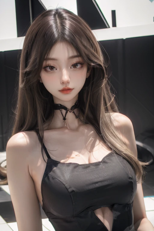1girl, solo, close-up, face focus, standing, eyeshadow, eyeliner, tired, (masterpiece, best quality, 4k:1.1), professional portrait photograph, detailed face, detailed eyes, film grain, checkered background, simple background, dim lighting, drop shadow, <lora:Ne7o_v02:0.8>