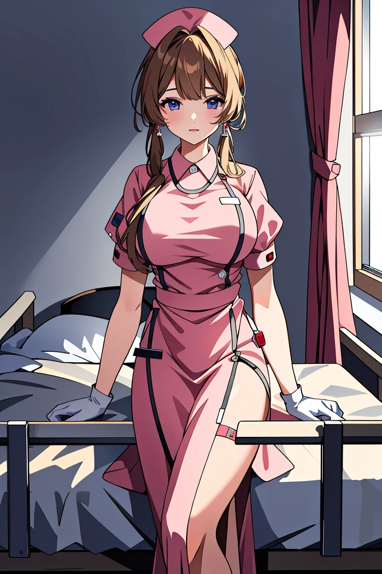 ((masterpiece, best quality,lower_body)), operating table,medical monitors,hospital bed,  <lora:Hitomi_Naruse_V1.2-000005:0.8> (hitomi naruse),  <lora:Long Skirt Nurse V2:0.8> (nurse_uniform_long_3, gloves, apron, nurse cap, nurse,long dress),