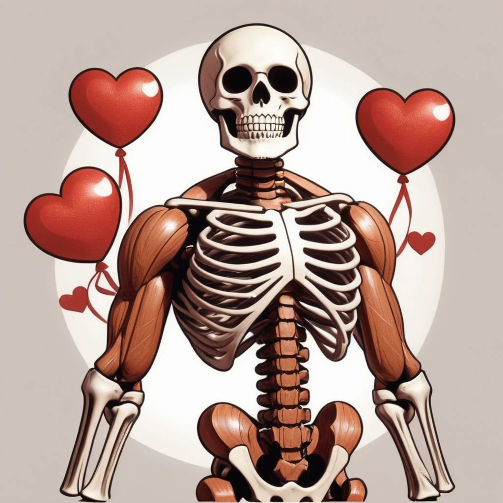Creepy skeleton draws a heart with his hands , Anime-Kunst, 8k 50 --s 2