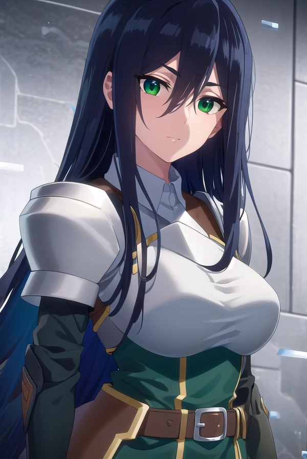 theodoradephilo, <lora:theodora dephilo s1-lora-nochekaiser:1>,
theodora dephilo, long hair, black hair, hair between eyes, very long hair, (green eyes:1.3),
BREAK gloves, black gloves, belt, fingerless gloves, armor, shoulder armor, breastplate,
BREAK outdoors,
BREAK looking at viewer, (cowboy shot:1.5),
BREAK <lyco:GoodHands-beta2:1>, (masterpiece:1.2), best quality, high resolution, unity 8k wallpaper, (illustration:0.8), (beautiful detailed eyes:1.6), extremely detailed face, perfect lighting, extremely detailed CG, (perfect hands, perfect anatomy),