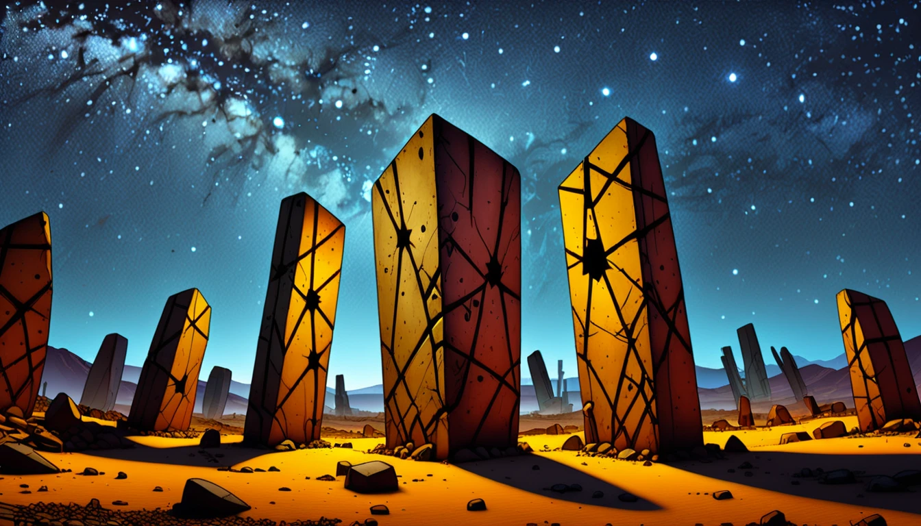 Borderlands, landscape of a Megalith from inside of a Eritrea, Astonishing, Stars in the sky, Emo Art, Indirect light, 80mm
