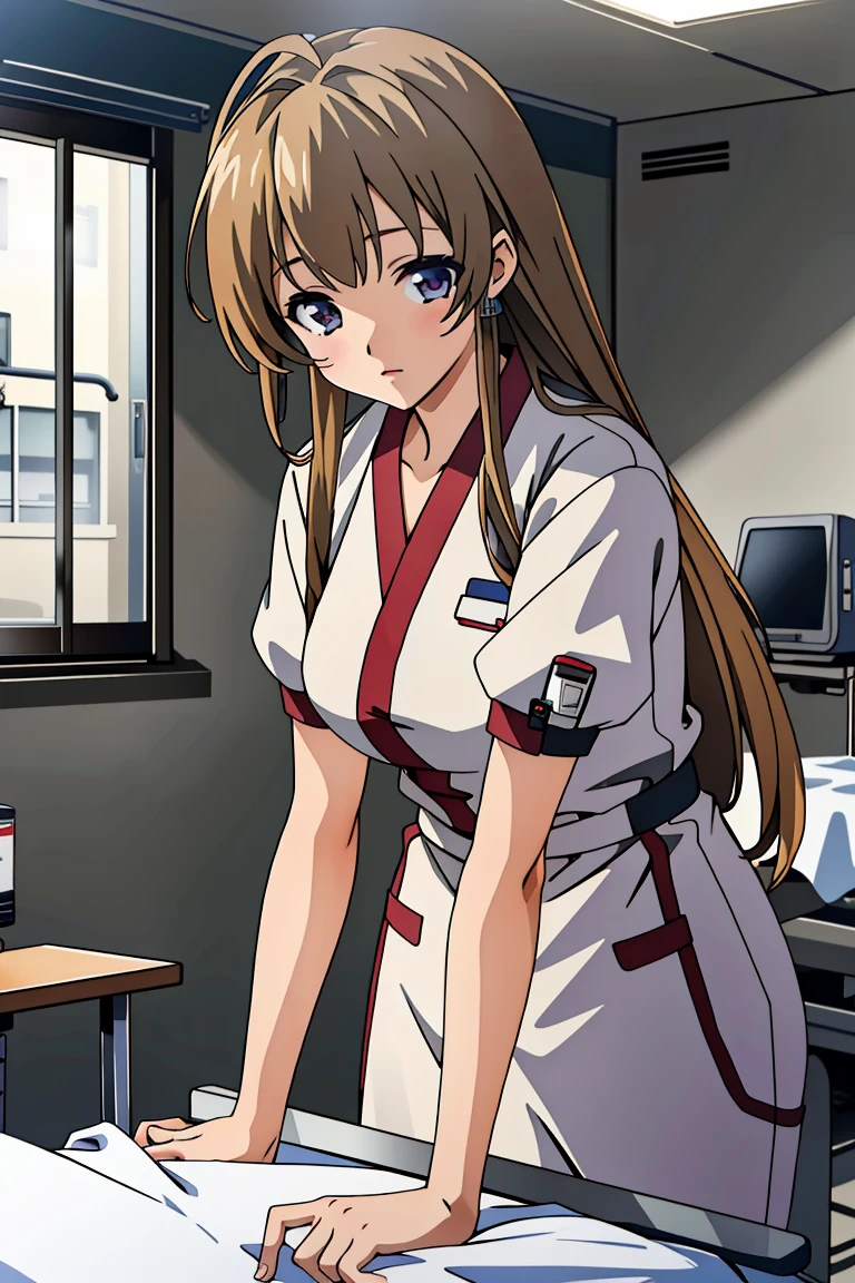 ((masterpiece, best quality,lower_body)), operating table,medical monitors,hospital bed,  <lora:Hitomi_Naruse_V1.2-000005:0.8> (hitomi naruse),