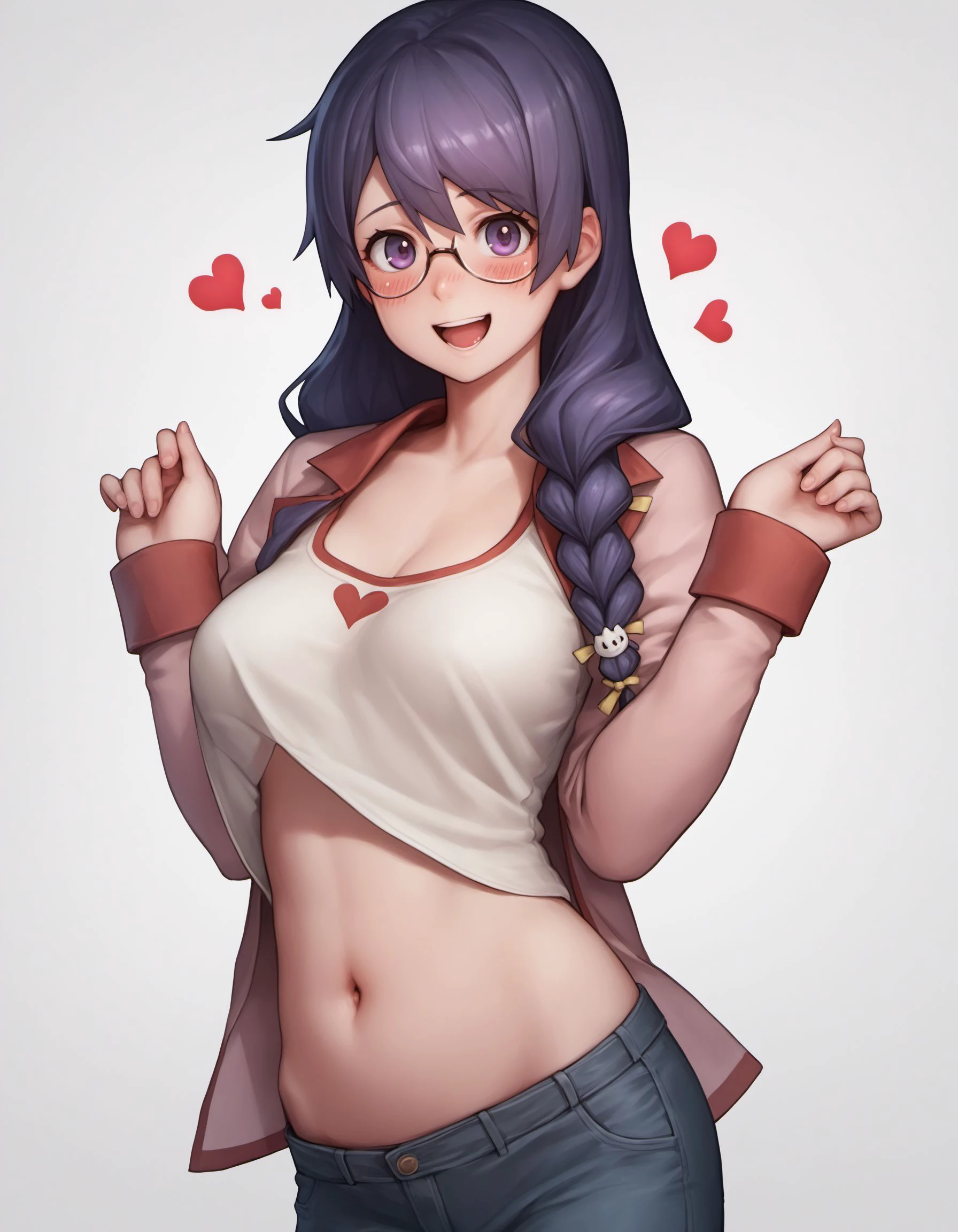score_9, score_8_up, score_7_up, score_6_up, score_5_up, score_4_up, source_anime, detailed background, BREAK
HanekawaTsubasa, 1girl, solo, female, clothing, text, hair, breasts, clothed, blush, open mouth, looking at viewer, topwear, smile, <3, navel,,
<lora:HanekawaTsubasa_PD6XL:1>
