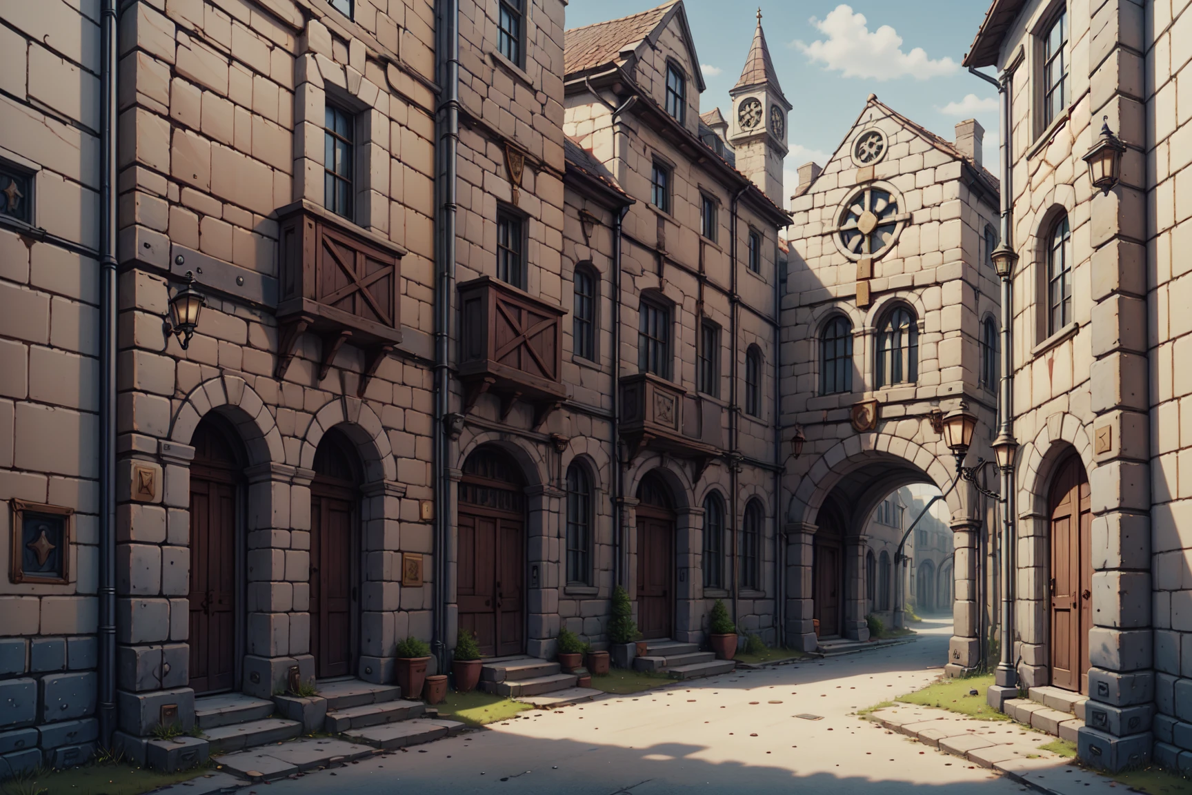 masterpiece, best quality, absurdres, <lora:CrusaderWorld:1> crusaderworld, winding alley,