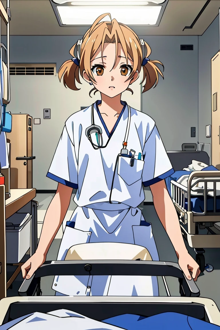 ((masterpiece, best quality,lower_body)), operating table,medical monitors,hospital bed,   <lora:Chika_Naruse_v1.2-000006:0.8> (chika naruse),