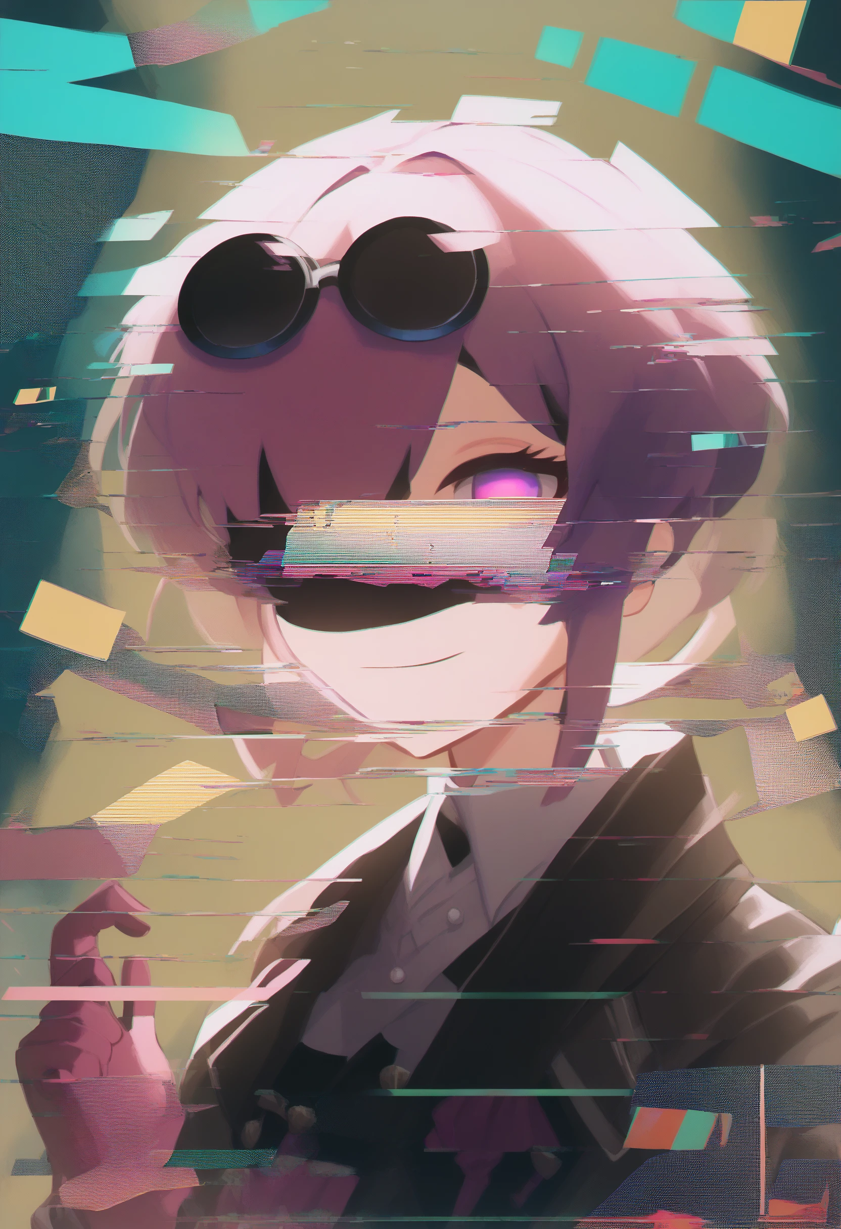 score_9, score_8_up, score_7_up, source_anime, glitch, glitching, <lora:GlitchingXL:1.5>, glitch censor, glitching over face, glitching over eye, KafkaXL, purple eyes, eyewear on head, jacket on shoulders, gloves, <lora:XL_Char_HSR_Kafka_Pony:1>,