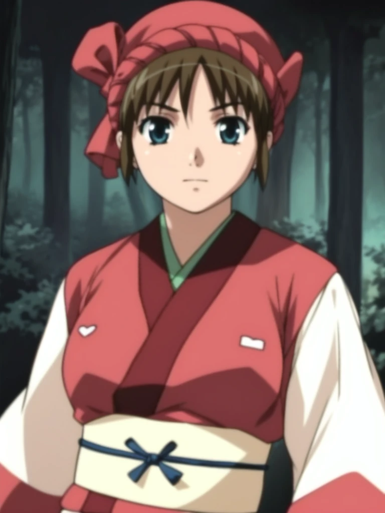 <lora:kaede:0.8>, kaede, solo, 1girl, brown hair, japanese clothes, kimono, letterboxed, tree, nature, short hair, sash, forest, hat, looking at viewer, upper body, obi, long sleeves,
masterpiece, high quality, very_high_resolution, large_filesize, full color,