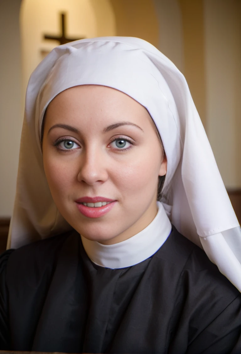 cinematic film still justkat as a nun looking at camera <lora:justkat:1> . shallow depth of field, vignette, highly detailed, high budget, bokeh, cinemascope, moody, epic, gorgeous, film grain, grainy
