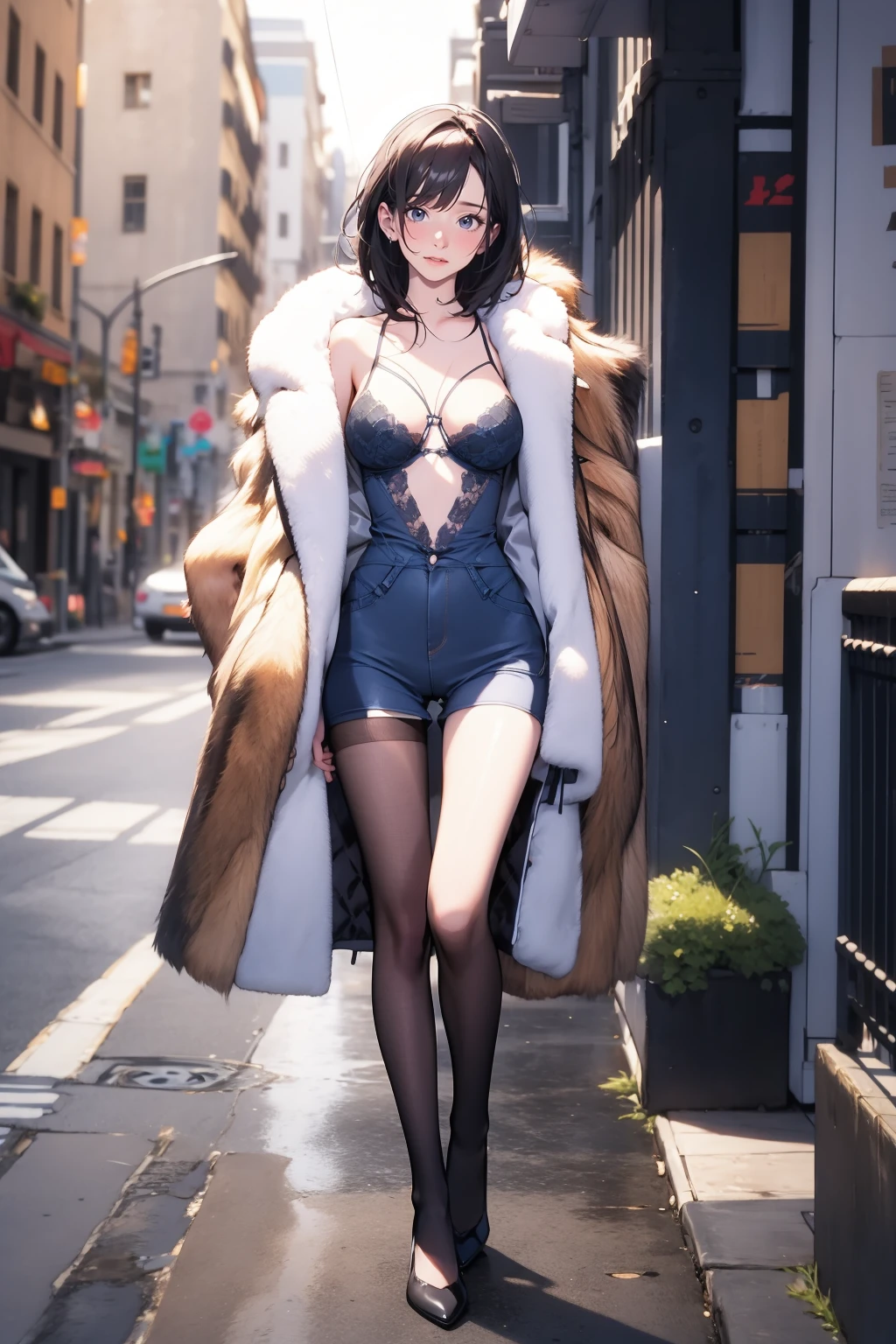 1girl,solo,medium breasts,outdoors,<lora:GoodHands-beta2:1>,(thigh gap:1.2),(full body:1.2),nude,<lora:0241 brown fur coat_v1:0.9>,ruanyi0241,fur coat,, best quality,masterpiece,highres,official art,extremely detailed cg unity 8k wallpaper