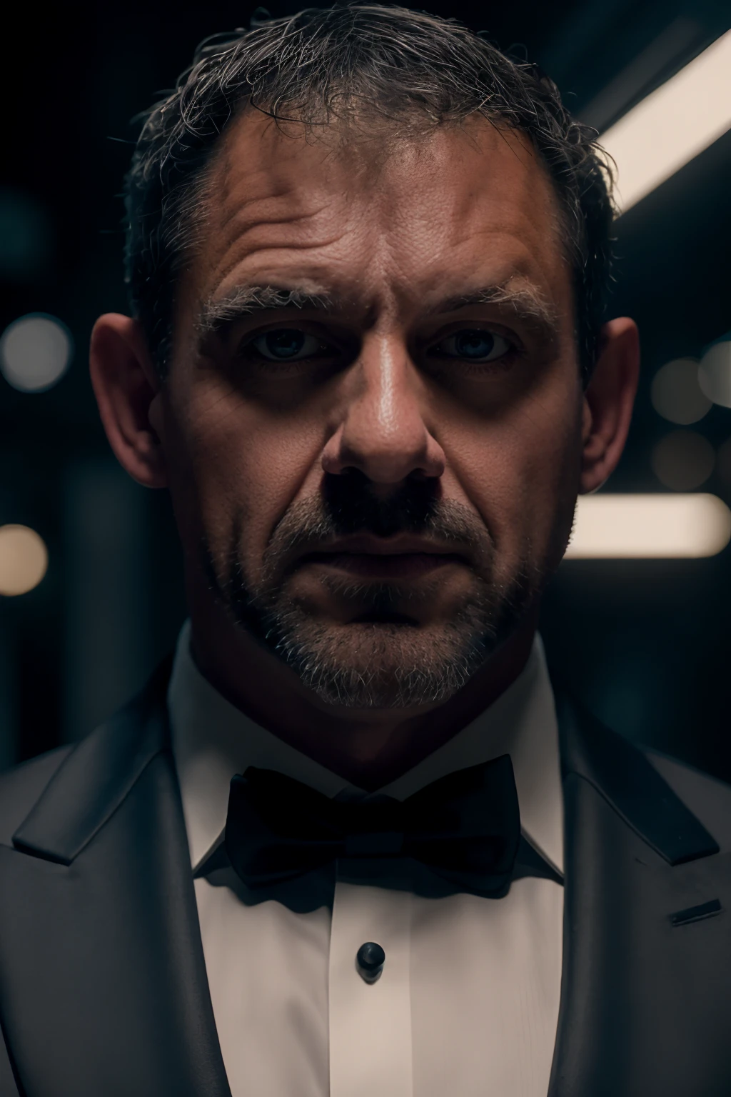 AndrewJenkins, RAW face closeup portrait of a man wearing a tuxedo, professional photography, in blade runner, high resolution, 4k, 50mm, vaporwave, photo by Brooke Shaden, close portrait <lora:AndrewJenkinsLora:1>