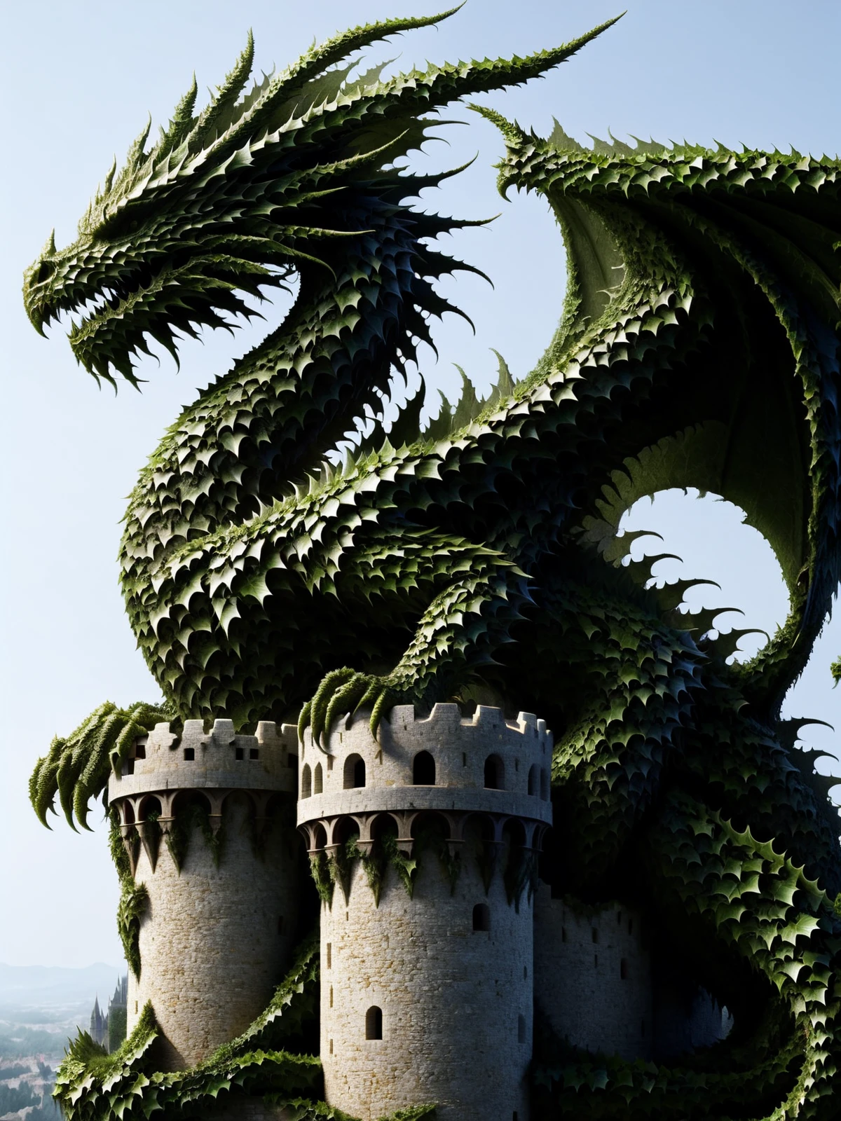 mad-efeu, dragon perched on tower of a castle <lora:Ivy_SDXL:1.0>, (masterpiece:1.2), best quality, (hyperdetailed, highest detailed:1.2), high resolution textures