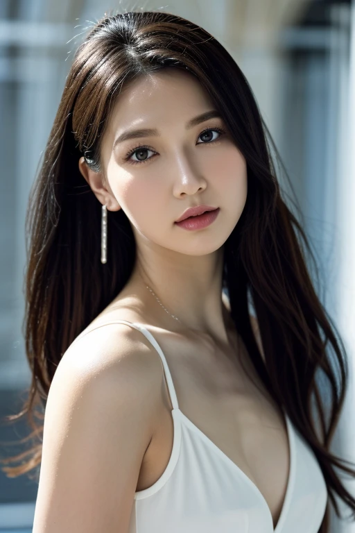 big_boobies, pure_body, clear_beautiful_face, shiny_longer_hair, same_background, same_dress, beautiful_mature_woman, dark_eyebrow, dark_eyelashes, beautiful_nose, realistic