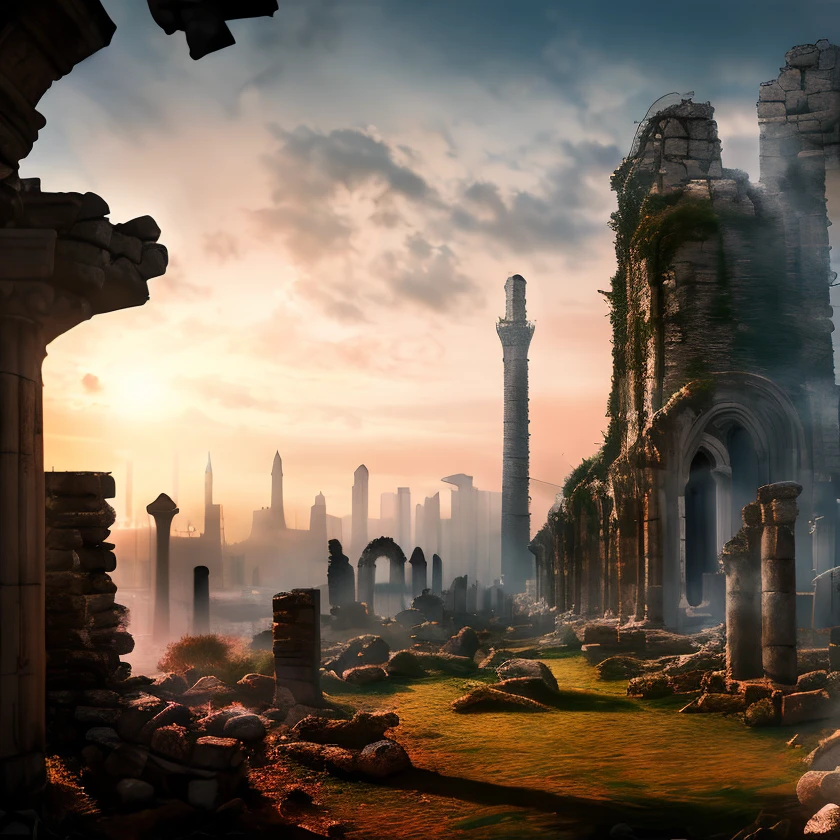 (masterpiece:1.2), (best quality,:1.2), 8k, HDR, ultra detailed, ((photorealistic)), professional light, cinematic lighting, fashion photography, ambient lighting,<lora:detail_slider_v4:3>, ruins of a sinister tower on a hill, magical lights, FanRu <lora:FantasyRuins-10:0.9>, epiCPhoto
