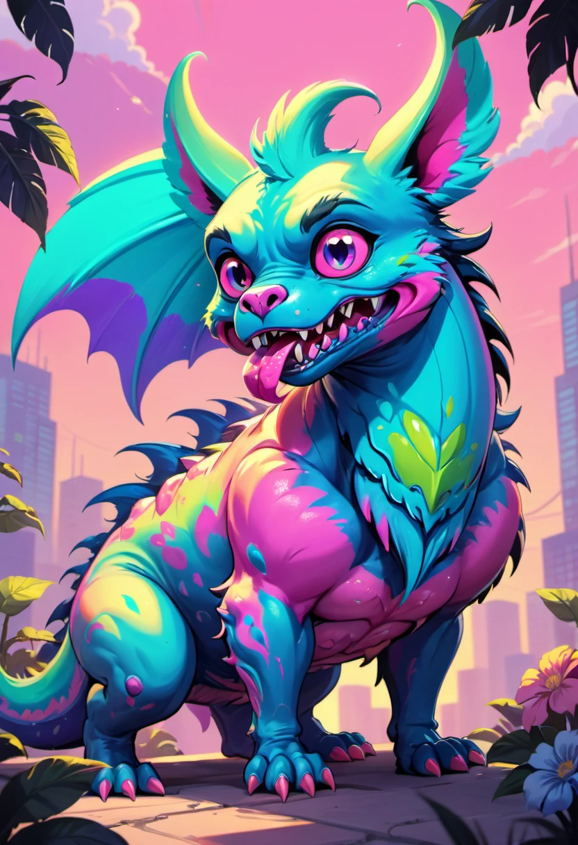 pastel vibrant color romantic cute animal hyperbeast by Brock Hofer digital art, ArtStation GTA cover comics style