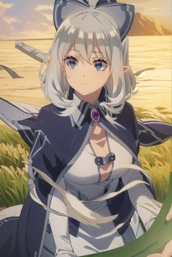 farmingisekaiflora, <lora:farming isekai flora s1-lora-nochekaiser:1>,
flora, long hair, bangs, ahoge, bow, hair bow, grey hair, pointy ears, medium hair, (grey eyes:1.3), black bow, elf, smile,
BREAK jewelry, capelet, brooch, bridal gauntlets,
BREAK outdoors, farm, crops, plants, trees, grass, sun, sky, clouds,
BREAK looking at viewer, (cowboy shot:1.5)
BREAK <lyco:GoodHands-beta2:1>, (masterpiece:1.2), best quality, high resolution, unity 8k wallpaper, (illustration:0.8), (beautiful detailed eyes:1.6), extremely detailed face, perfect lighting, extremely detailed CG, (perfect hands, perfect anatomy),