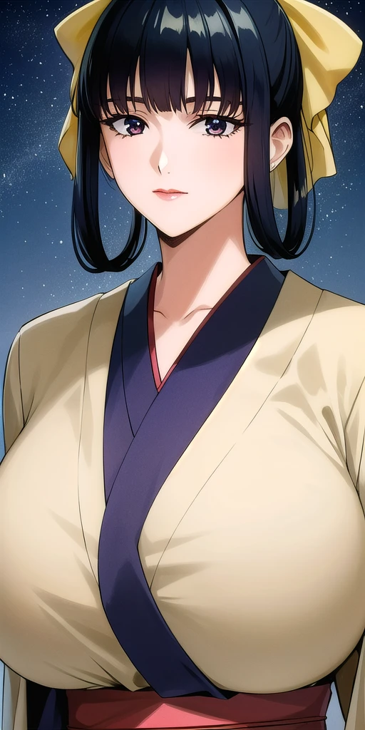 <lora:AkikoHoujohV8:.7> AkikoHoujoh, huge_breasts, standing, solo, kimono, yellow_hair_bow,, masterpiece, best_quality, detailed_face, detailed_eyes, highres, beautiful, detailed,