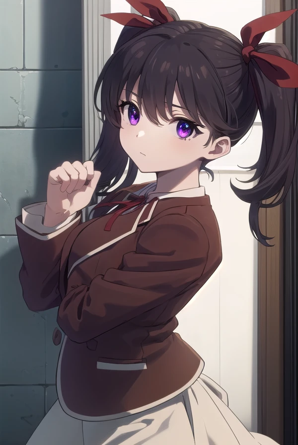 lalaluluhinaguki, <lora:lala lulu hinaguki s1-lora-nochekaiser:1>,
lala lulu hinaguki, black hair, twintails, (purple eyes:1.1), ribbon, hair ribbon, (red ribbon:1.2), child,
BREAK dress, school uniform, blazer, (red blazer:1.2),
BREAK indoors,
BREAK looking at viewer, (cowboy shot:1.5)
BREAK <lyco:GoodHands-beta2:1>, (masterpiece:1.2), best quality, high resolution, unity 8k wallpaper, (illustration:0.8), (beautiful detailed eyes:1.6), extremely detailed face, perfect lighting, extremely detailed CG, (perfect hands, perfect anatomy),