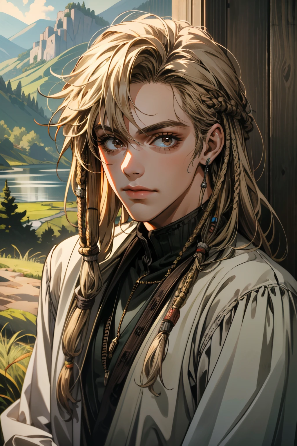 ((ultra detailed, masterpiece, absurdres))
<lora:AvSpider:0.8>
AvSpider, 1boy, blonde hair, brown eyes, dreadlocks, Rural Countryside with Rolling Hills
