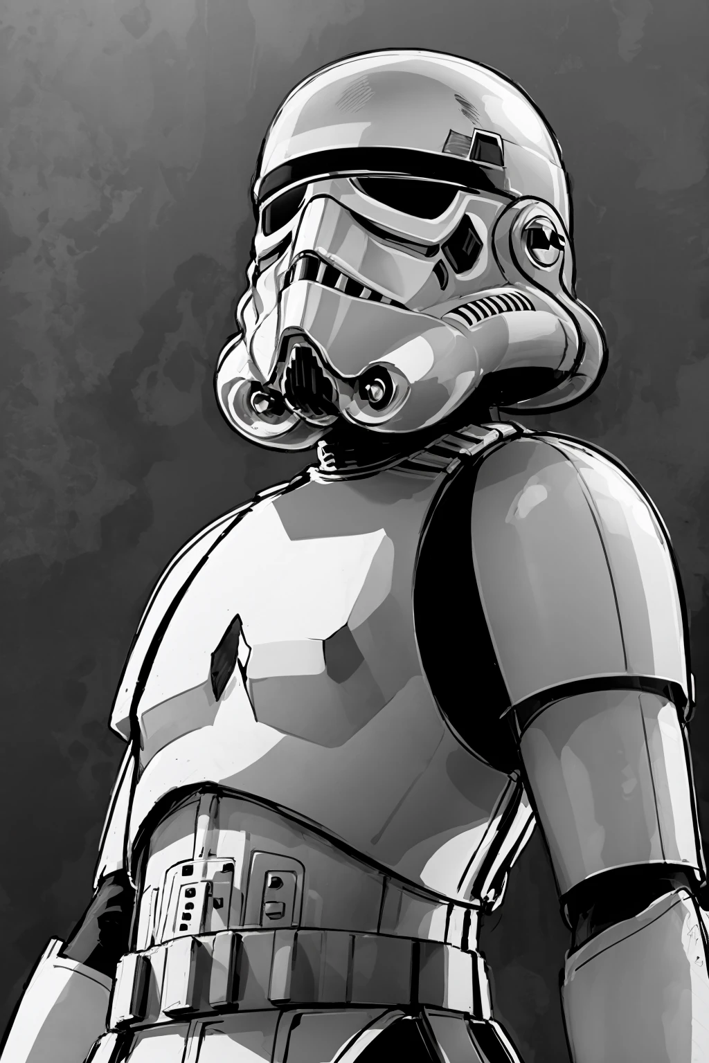 masterpiece, best quality,  1boy, stormtrooper, armor, helmet, upper body, monochrome, greyscale, gesugao, sketch, black background  <lora:Stormtrooper:1> <lora:Ebiblue:1>