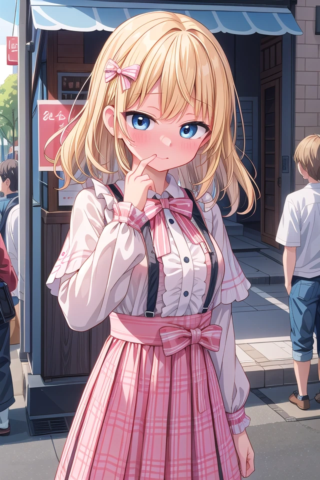 <lora:yudedako_v100:1>
insanely detailed, absurdres, ultra-highres, ultra-detailed, best quality,
1girl, solo, nice hands, perfect hands
BREAK
(wearing harajuku-style coordinate),
embarrassed, full face blush, closed mouth,
dynamic pose, cowboy shot, looking at viewer
BREAK
slender, kawaii, perfect symmetrical face, ultra cute girl, ultra cute face, ultra detailed eyes, ultra detailed hair, ultra cute, ultra beautiful,
in harajuku, shibuya, tokyo, street, crowd, cityscape,
medium breasts, (cleavage:-1)
BREAK
(blonde medium hair, blue eyes)