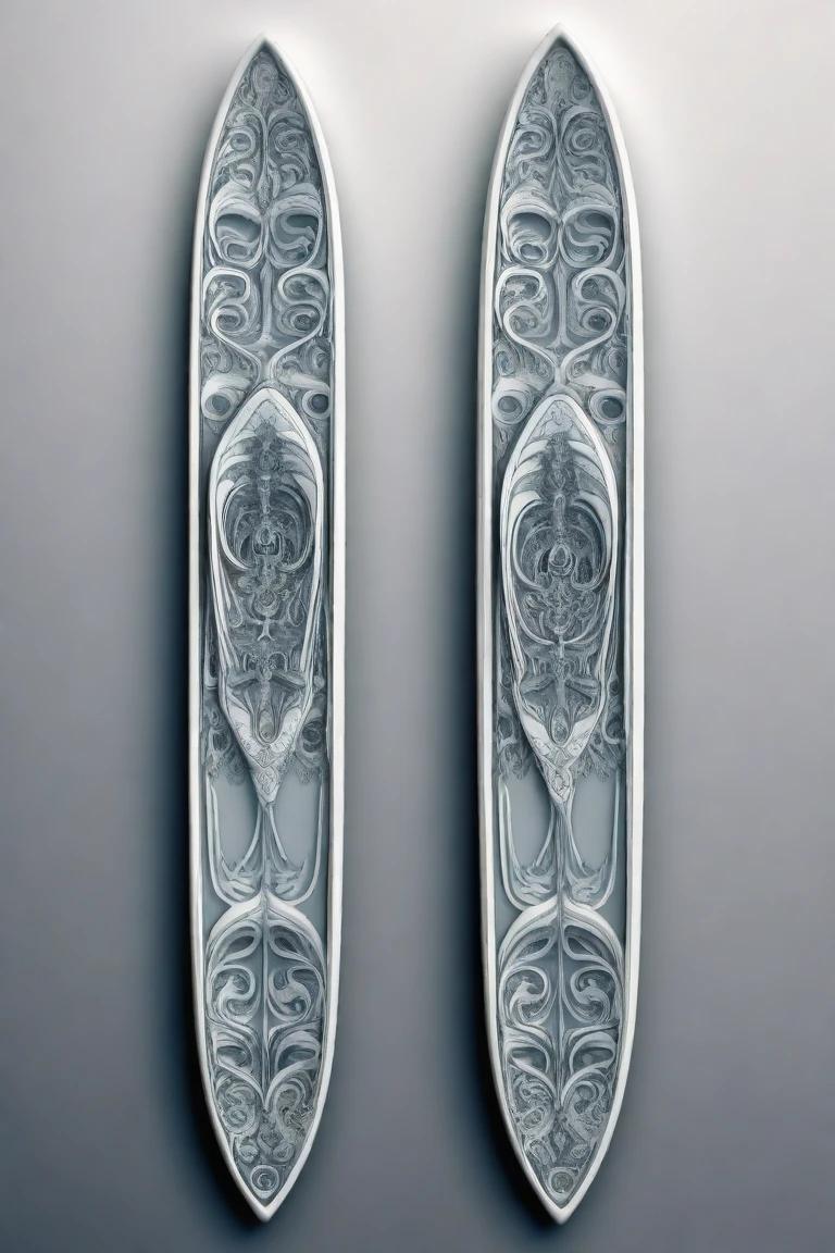 detailed, fractal manifold of a Parched Chibi Water skis, it has ornate details, Foggy conditions, Ultra Detailed, Mono Color, Elegant