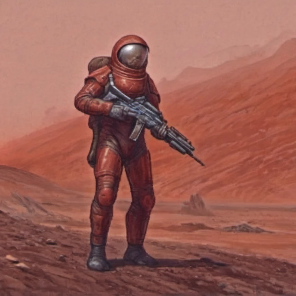 Soviet soldier on mars, mtg art style, <lora:mtg_art_style_sdxl:1>