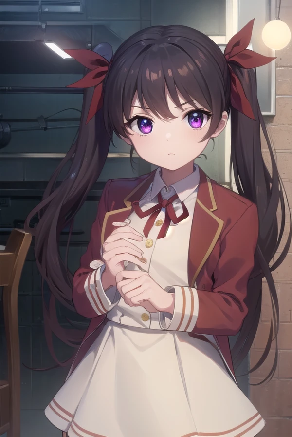 lalaluluhinaguki, <lora:lala lulu hinaguki s1-lora-nochekaiser:1>,
lala lulu hinaguki, black hair, twintails, (purple eyes:1.1), ribbon, hair ribbon, (red ribbon:1.2), child,
BREAK dress, school uniform, blazer, (red blazer:1.2),
BREAK indoors,
BREAK looking at viewer, (cowboy shot:1.5)
BREAK <lyco:GoodHands-beta2:1>, (masterpiece:1.2), best quality, high resolution, unity 8k wallpaper, (illustration:0.8), (beautiful detailed eyes:1.6), extremely detailed face, perfect lighting, extremely detailed CG, (perfect hands, perfect anatomy),