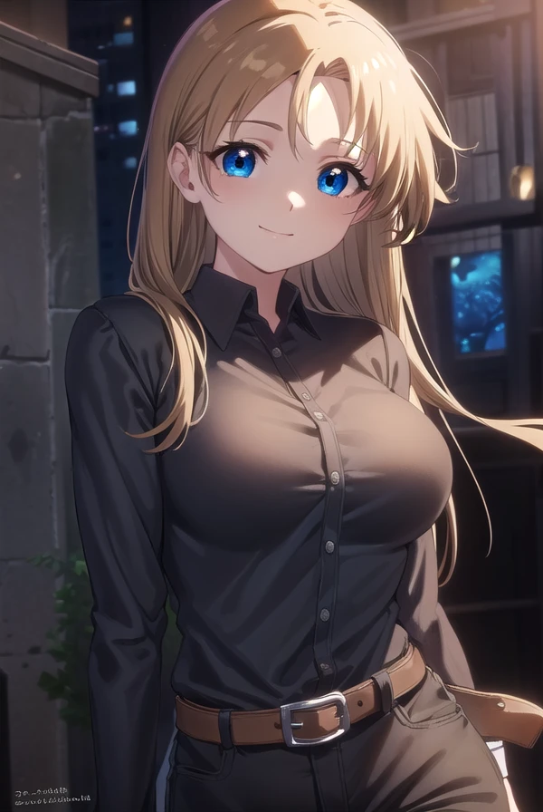 aimaimomoi, <lora:ai mai momoi s1-lora-nochekaiser:1>,
ai mai momoi, long hair, blue eyes, brown hair, (parted bangs:1.5), smile,
BREAK shirt, black shirt, collared shirt, long sleeves, gloves, black gloves, belt, pants, black pants,
BREAK outdoors,
BREAK looking at viewer, (cowboy shot:1.5)
BREAK <lyco:GoodHands-beta2:1>, (masterpiece:1.2), best quality, high resolution, unity 8k wallpaper, (illustration:0.8), (beautiful detailed eyes:1.6), extremely detailed face, perfect lighting, extremely detailed CG, (perfect hands, perfect anatomy),