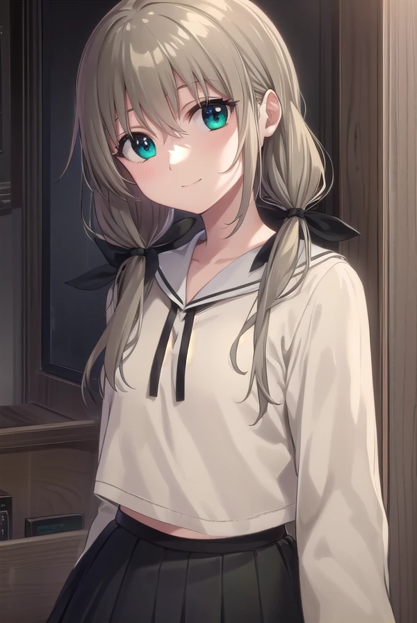 sarasoujushirogane, <lora:sara souju shirogane s1-lora-nochekaiser:1>,
sara souju shirogane, long hair, ribbon, brown hair, (green eyes:1.3), ahoge, twintails, low twintails, hair ribbon, sidelocks, smile,
BREAK skirt, long sleeves, school uniform, serafuku,
BREAK indoors, classroom,
BREAK looking at viewer, (cowboy shot:1.5)
BREAK <lyco:GoodHands-beta2:1>, (masterpiece:1.2), best quality, high resolution, unity 8k wallpaper, (illustration:0.8), (beautiful detailed eyes:1.6), extremely detailed face, perfect lighting, extremely detailed CG, (perfect hands, perfect anatomy),