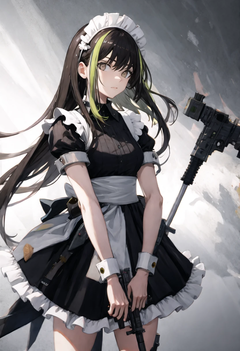 best quality, masterpiece, highres, solo, {m4a1_girlsfrontline:0.90}, {maid:1.40}, {long maid dress:1.15}