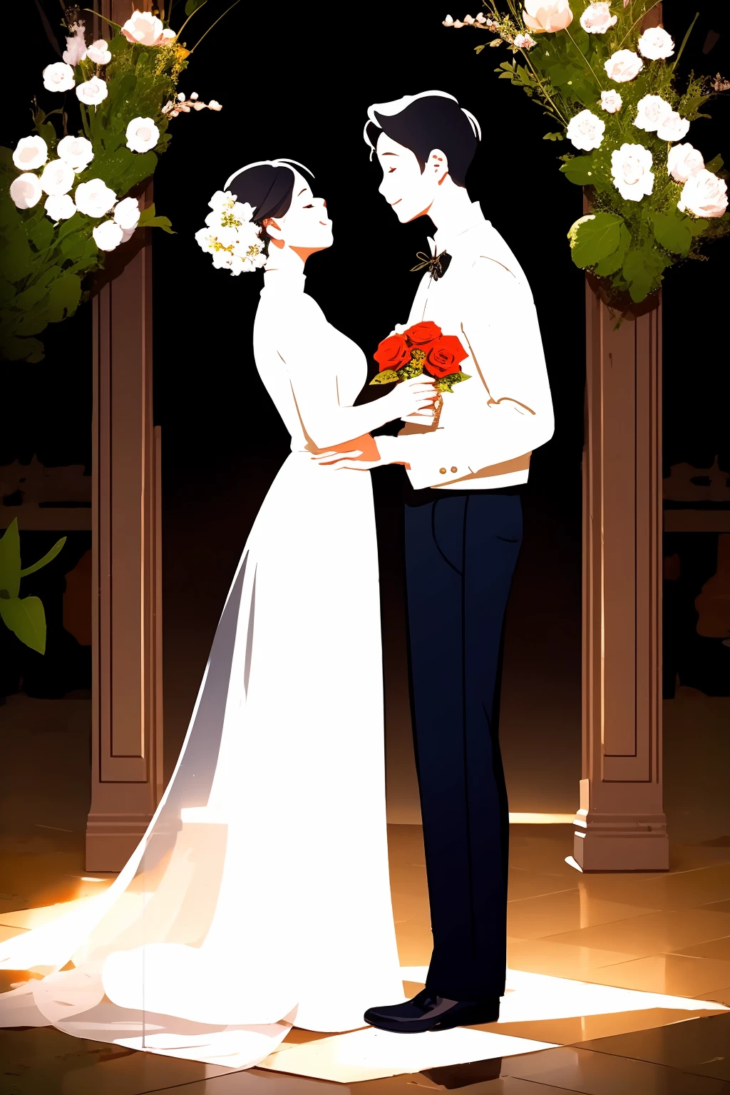 Valentine's Day,Flat painted style,1girl AND 1boy,<lora:lbc_Valentine's Day:1.2>,love,romantism,masterpiece,