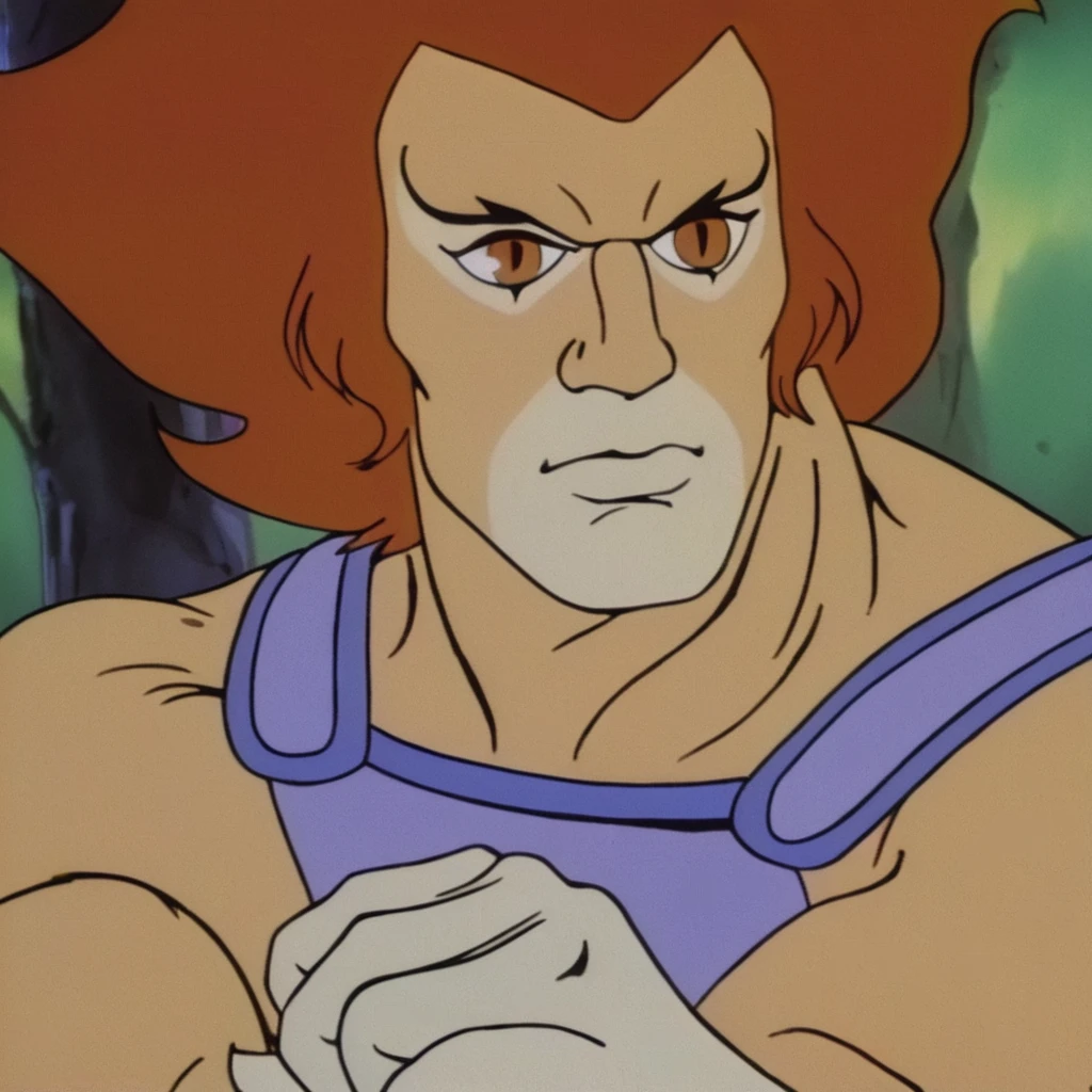 close-up, Lion-O man standing in a forest <lora:Lion-O-v1-000003:0.7>