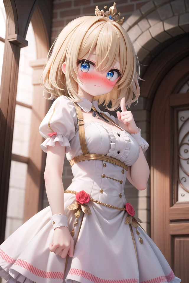 <lora:yudedako_v200:1>
insanely detailed, absurdres, ultra-highres, ultra-detailed, best quality,
1girl, solo, nice hands, perfect hands
BREAK
princess, princess dress with many frills, teara on hair,
shame, embarrassed, closed mouth,
standing,thumbs up,
from below, cowboy shot, looking at viewer
BREAK
slender, kawaii, perfect symmetrical face, ultra cute girl, ultra cute face, ultra detailed eyes, ultra detailed hair, ultra cute, ultra beautiful
BREAK
(fantasy world, in castle), depth of field,
medium large breasts, (nsfw:-1.5)
BREAK
blonde hair, medium hair, messy hair, blue eyes, hair between eyes