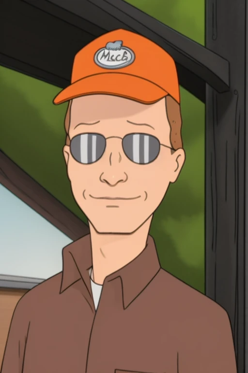 <lora:Dale Gribble - King of the Hill - 1997 - V1:0.85> Dale_Gribble, Orange_mack_track_tracker_hat, sunglasses, brown shirt, white undershirt, dirty blonde hair, smile,, 8k, RAW photo, best quality, ultra high res, photorealistic, masterpiece, ultra-detailed, Unreal Engine<lora:LCM_SD15_2MB:1.0>