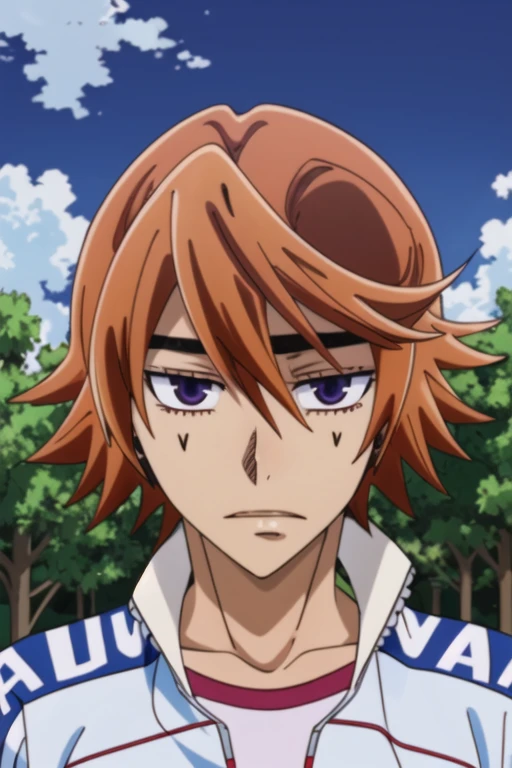 (best quality:1.1), (masterpiece:1.4), , , , depth of field, ligne claire, (anime:1.4), 1boy, solo, male focus, <lora:takuto_ashikiba:0.76>, takuto_ashikiba, orange hair, purple eyes, hair between eyes, , , 12k resolution