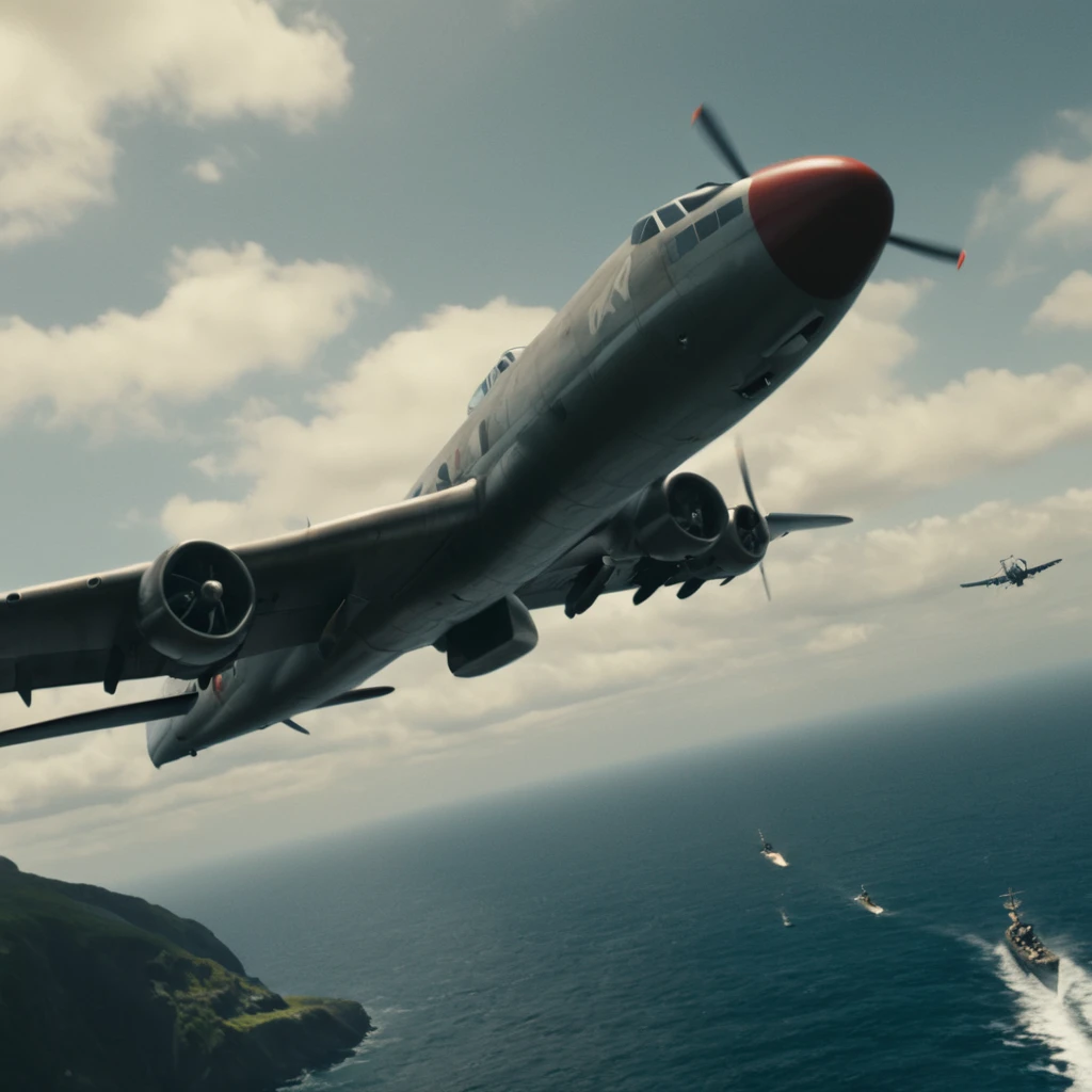 cinematic film still of  <lora:Command and Conquer style:1>
Allied a plane flying over a bridge in the sky,sky,cloud,military,no humans,ocean,flying,aircraft,military vehicle,airplane,vehicle focus,jet Allied, American, US, Command & Conquer, Red Alert style, Command and Conquer style, shallow depth of field, vignette, highly detailed, high budget, bokeh, cinemascope, moody, epic, gorgeous, film grain, grainy