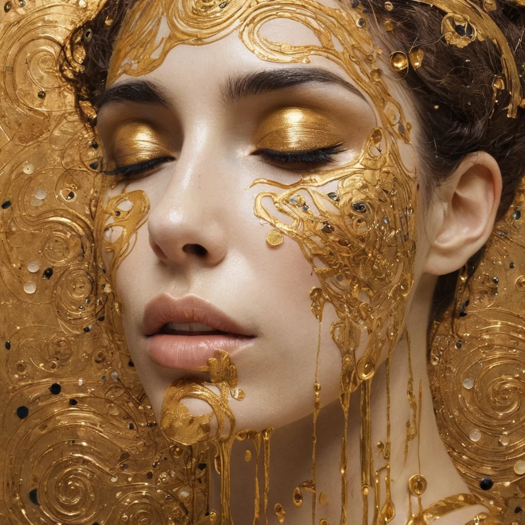 	(((Painting by kl1mt ,painting of a woman,criying golden tears:1)))