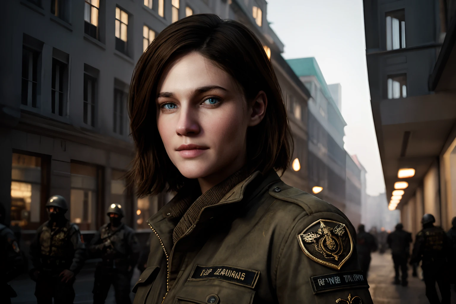 <lyco:epiCRealismHelper:.7> epiCRealism ,8k,highres, ((full bodyshot)), highly detailed, 1girl,, multiple boys, in a street of Berlin , surrounded by zombies , wearing military gear, (holding a weapon), looking at the viewer, short wavy brown hair,, sammaxis, SFW <lora:Samantha Maxis -000009:.4> <lora:zombie_v1.3:0.8> zombie