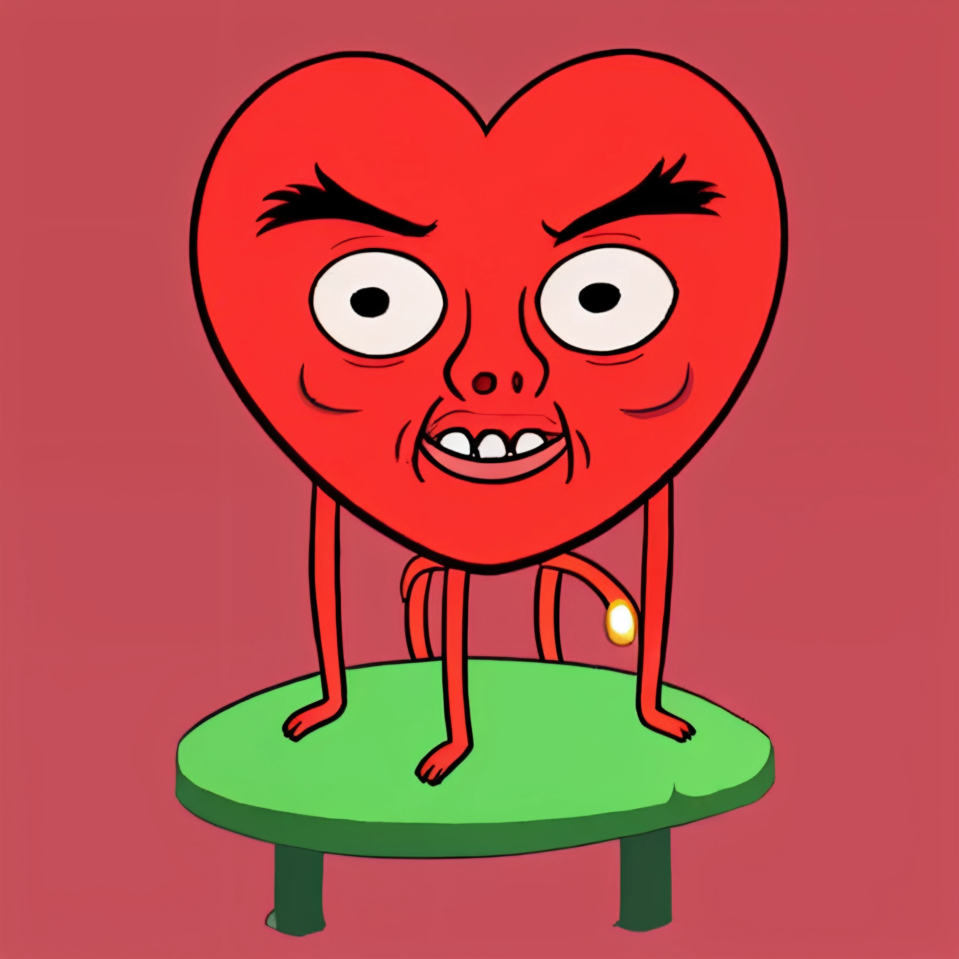 <lora:RicardioHeart:0.91>, adventure time, heart, ricardio, thin arms and legs
