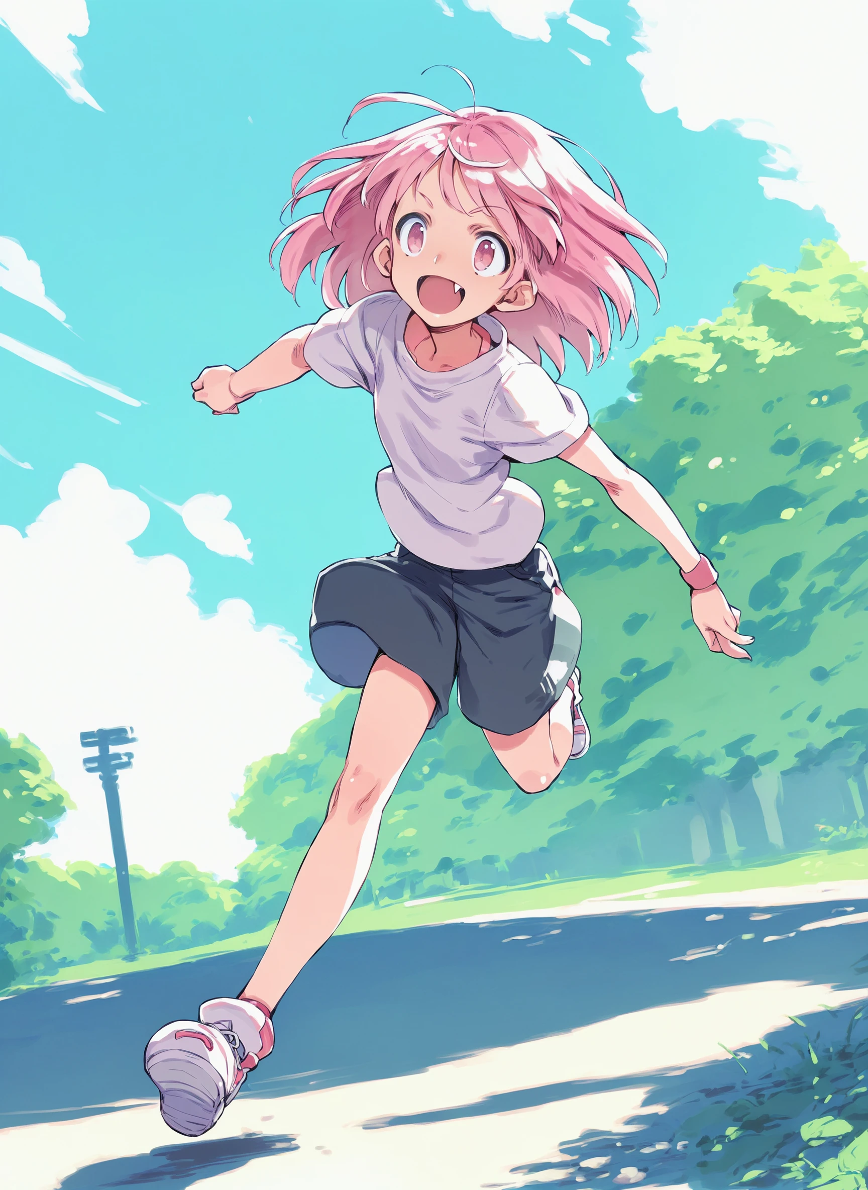 score_9, score_8_up, score_7_up, score_6_up, tatata_style BREAK
1girl, solo, smile, medium hair, open mouth, pink hair, sky, day, fang, pink eyes, simple background, running
<lora:tatata_pdxl6:1>