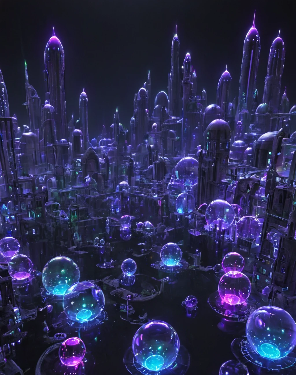 <lora:Glowing_bubble_XL:1> glowing bubble city