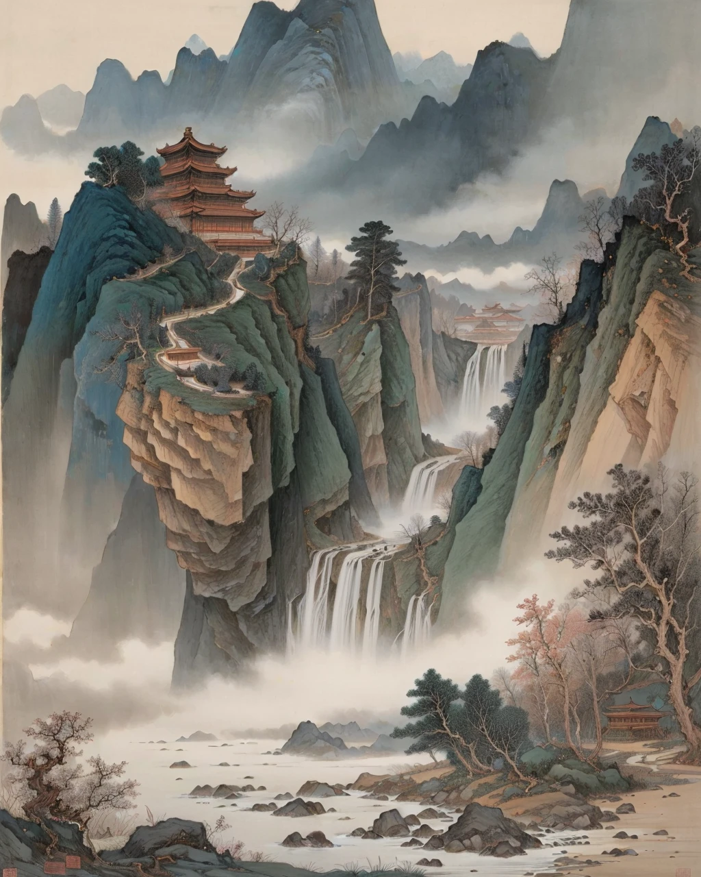 best quality,masterpiece,highly detailed,ultra-detailed, <lora:Zhang Daqian:1>
zhang daqian, no humans, scenery, traditional media, outdoors, nature, painting \(medium\)