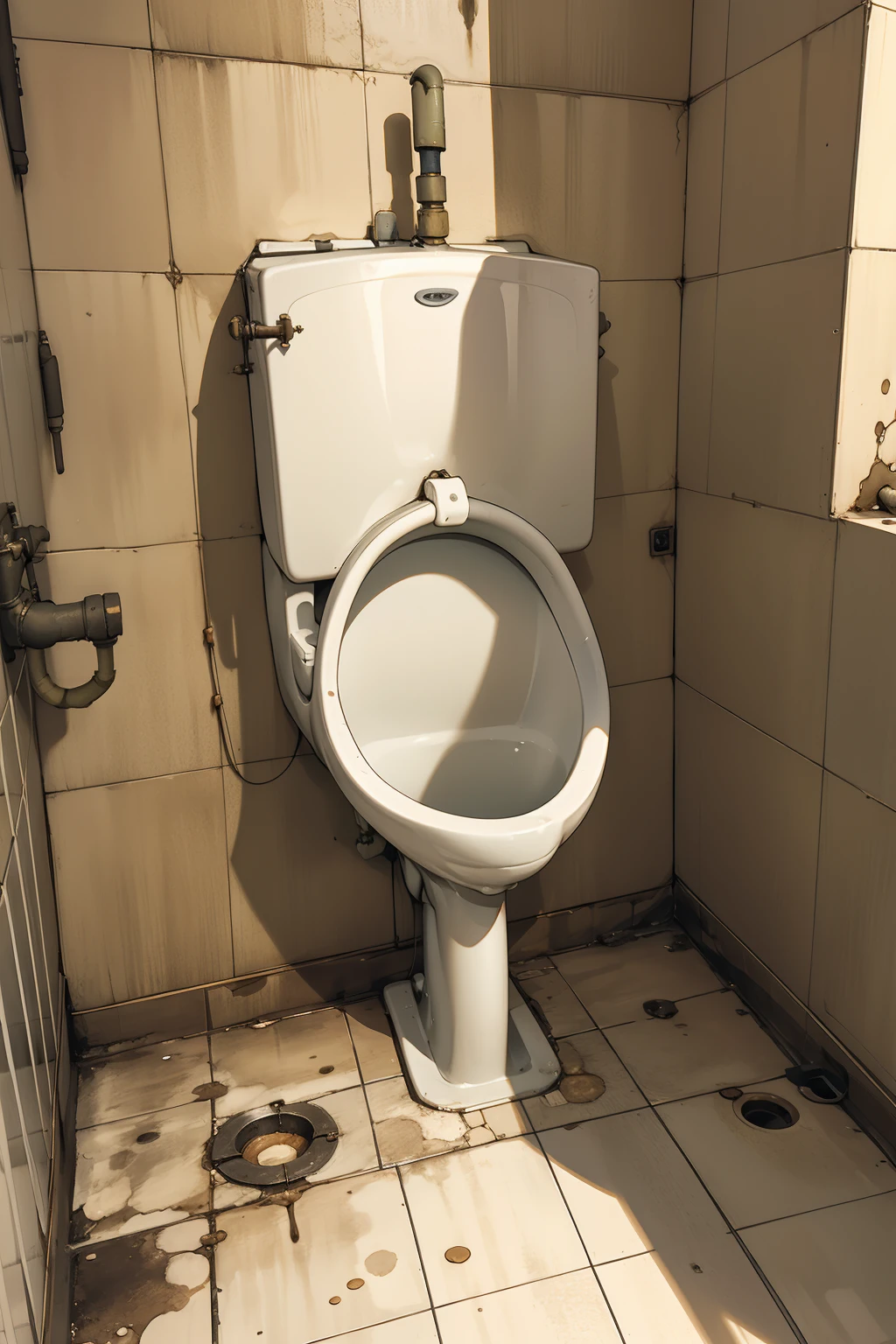 <lora:0250 dirty urinal_v2:1>,ruanyi0250,indoors,tile floor,tile wall,horror \(theme\),no humans,urinal,industrial pipe,shadow,human toilet,, best quality,masterpiece,highres,official art,extremely detailed cg unity 8k wallpaper