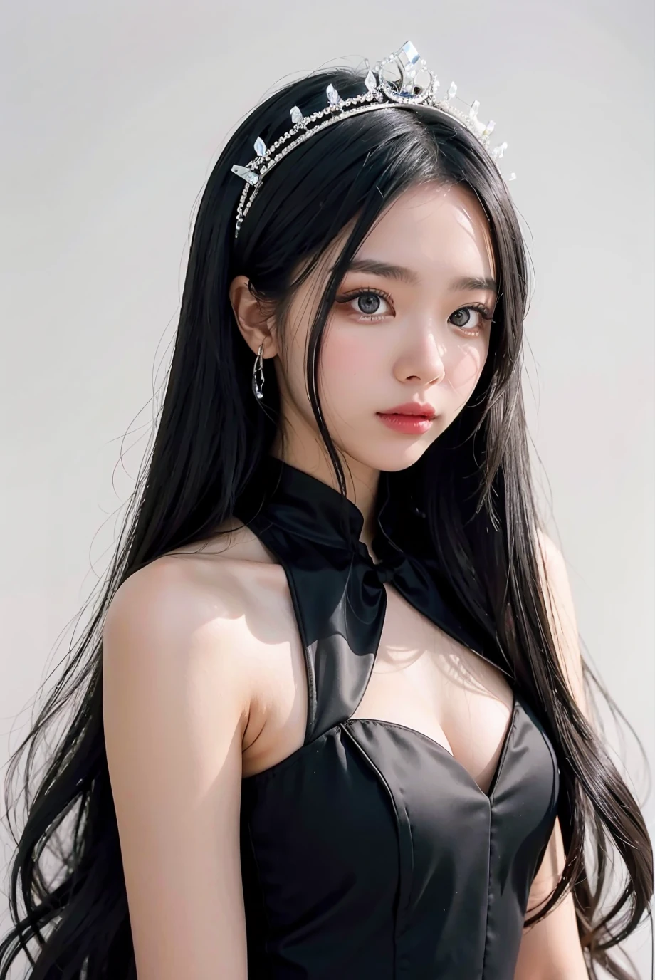 1girl, black  formal attire, white background,     <lora:igumdrop-04:1>