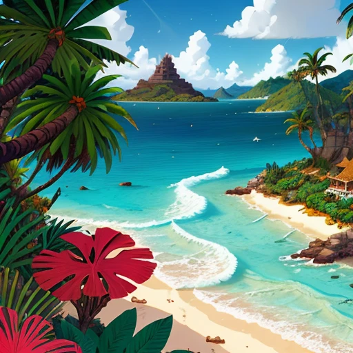 a tropical island <lora:Lucha_Libre_v1-000050:1> llibrestl
